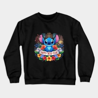 Santa Stitch  Happy New Year Stitch Crewneck Sweatshirt